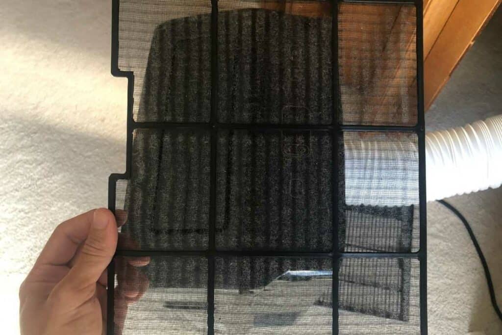 Filter on a portable air conditioner