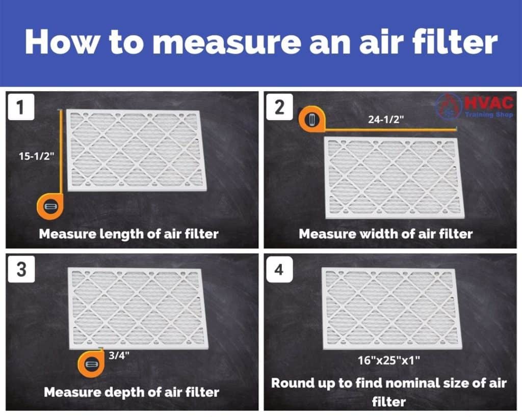 Instructions on how to measure an air filter
