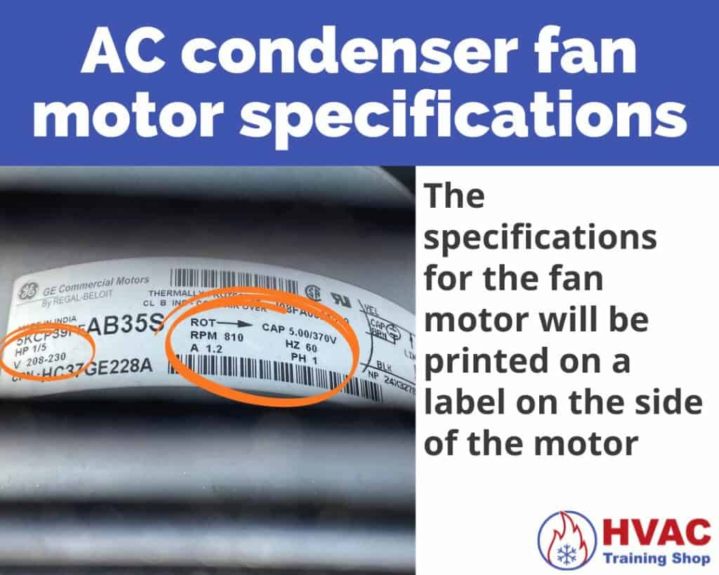 AC condenser fan motor specifications