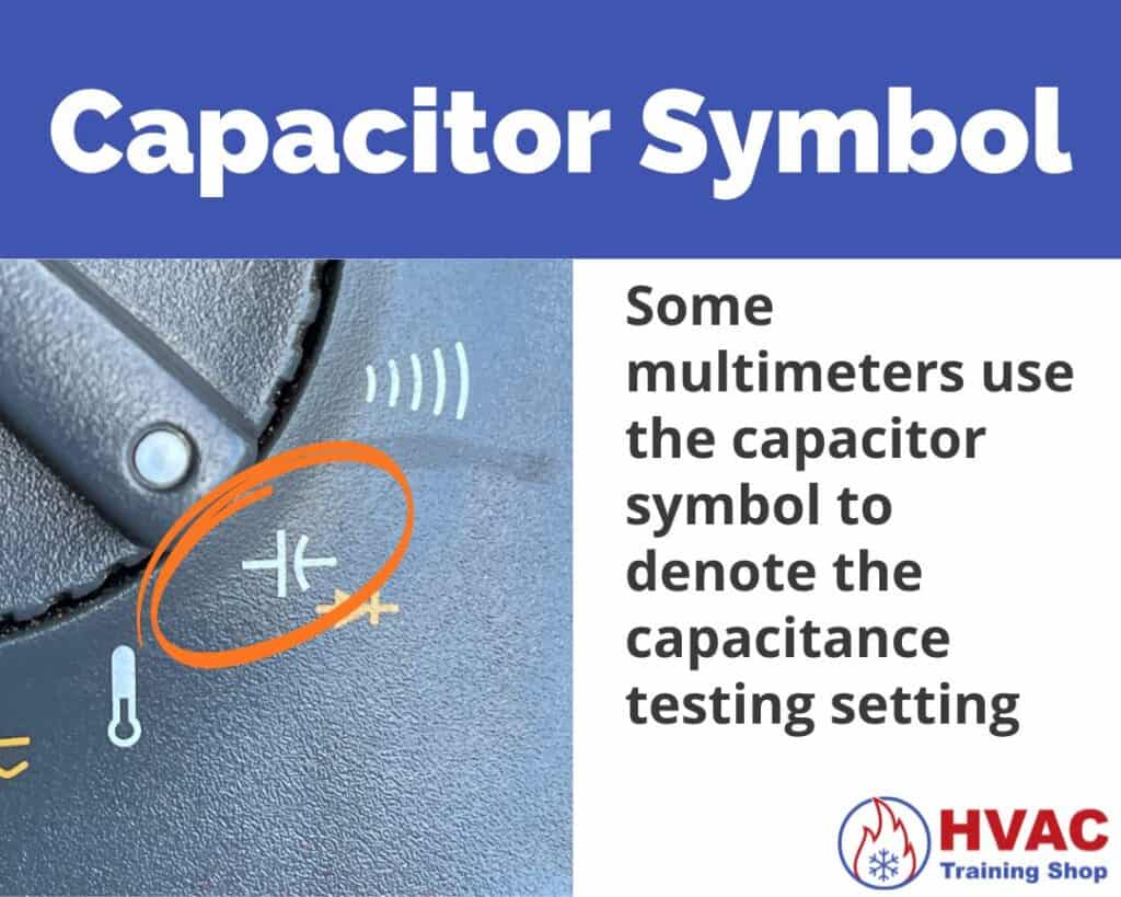 Some multimeters use the capacitor symbol to denote the capacitance testing setting