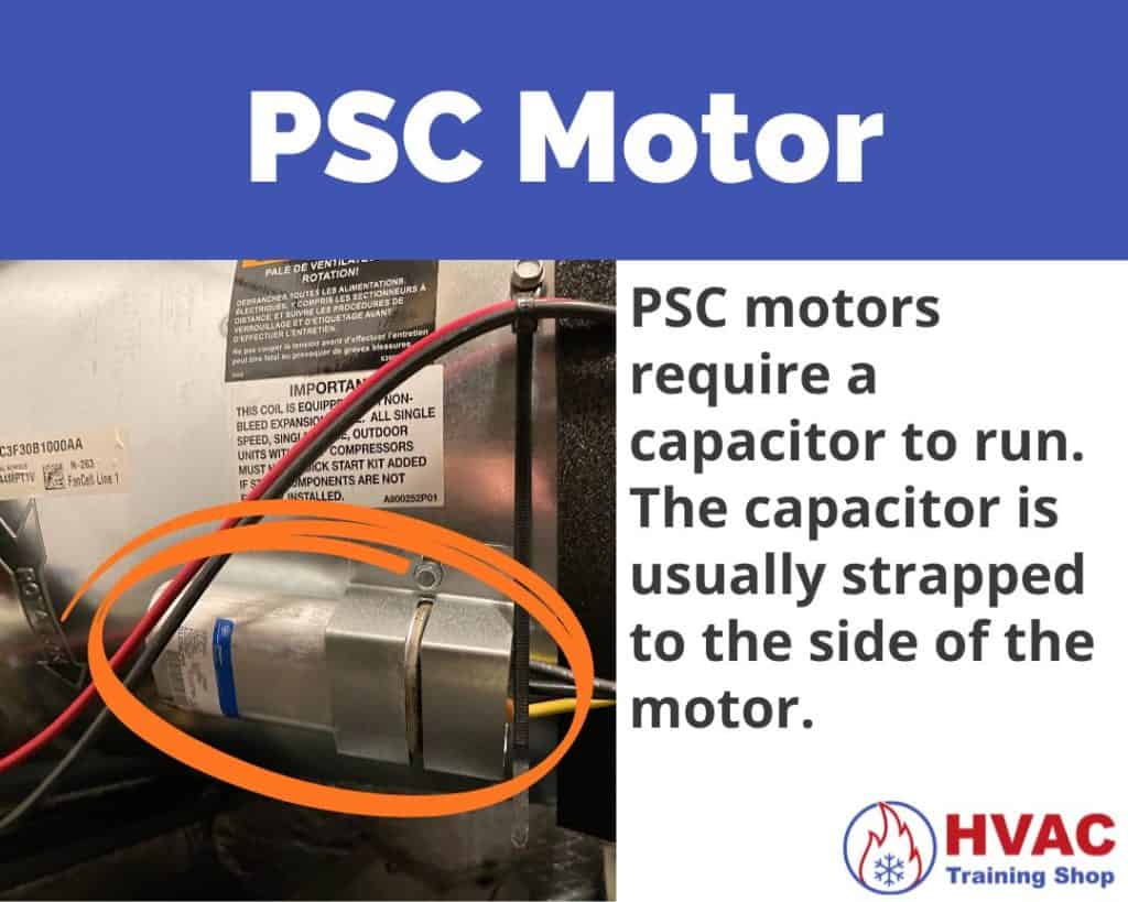 PSC motors require a capacitor to run.