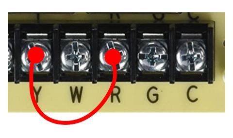 Wire a jumper between the R and Y terminals to override cooling in your AC