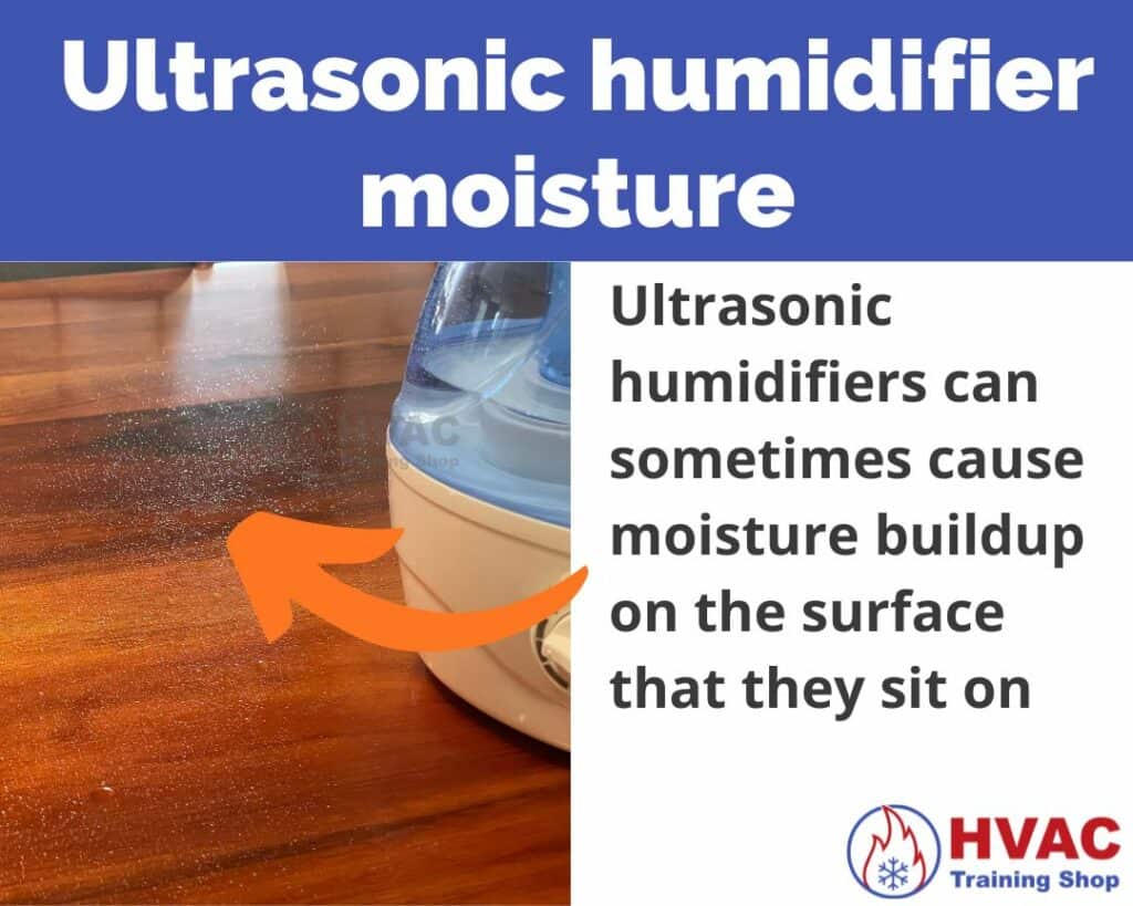 Ultrasonic humidifier moisture buildup