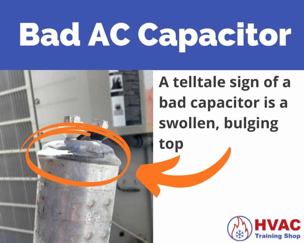 Bad AC capacitor with a swollen top