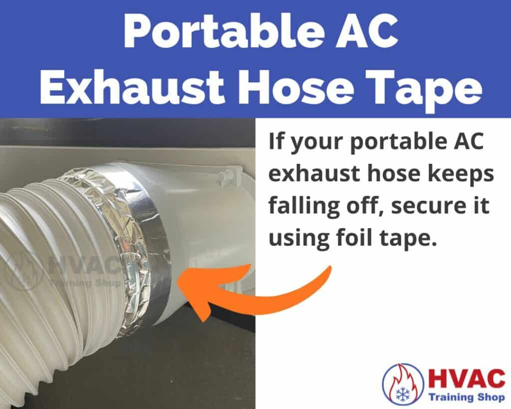 Sealing portable AC exhaust hose using foil tape