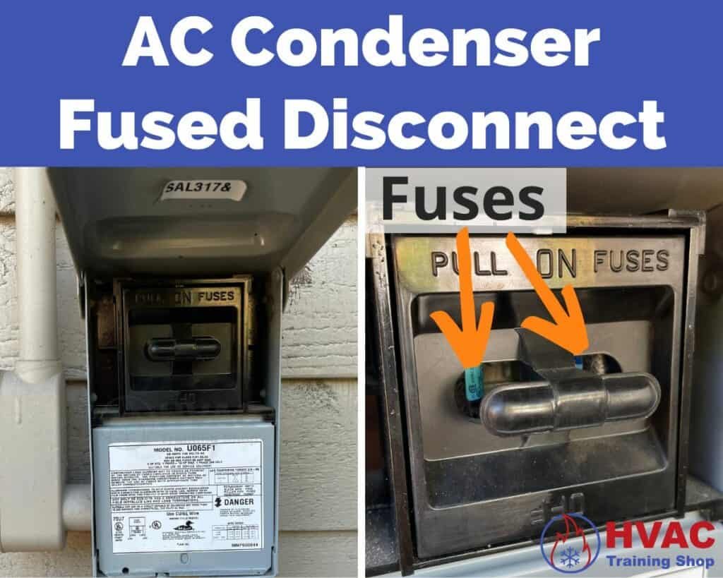 Location of cartridge fuses in an AC condenser disconnect